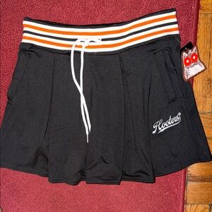 NWT Hooters Black Skirt with Orange & White Striped Waistband SIZE m